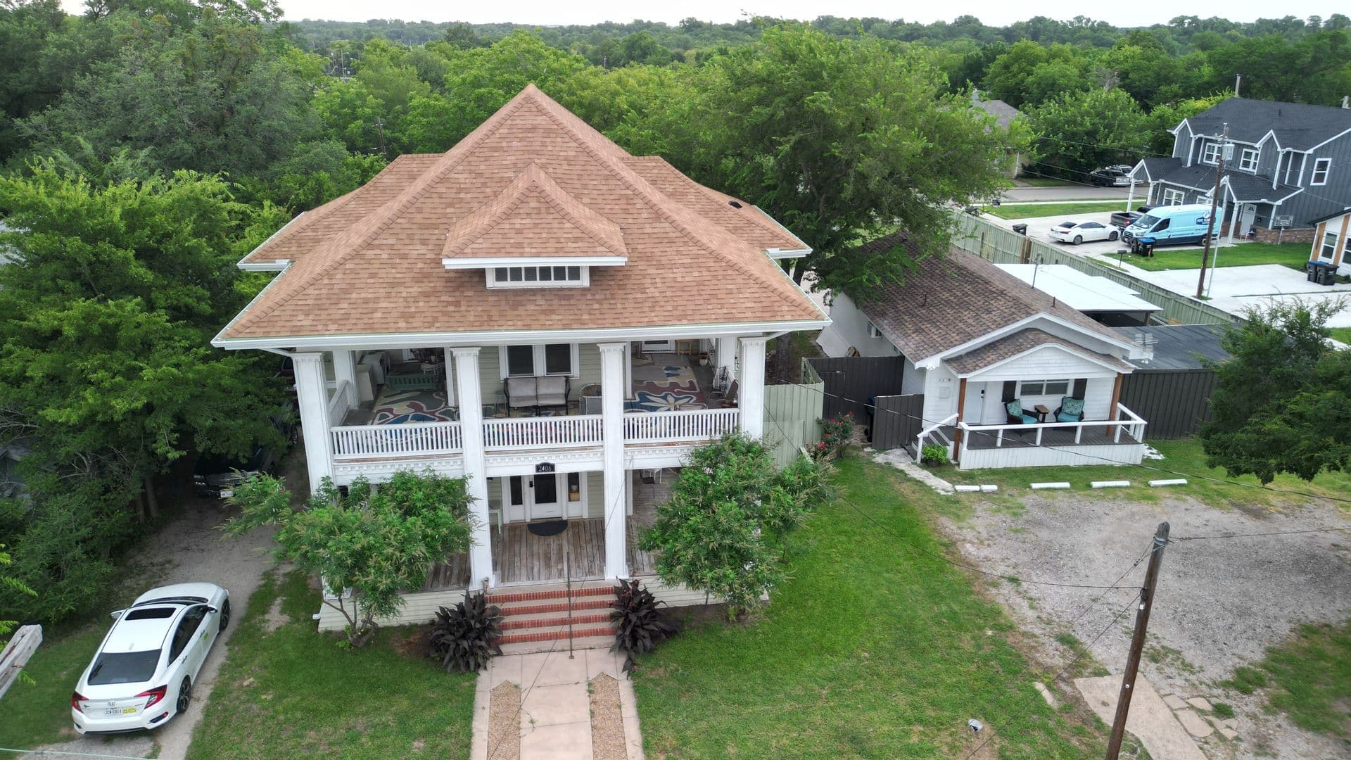 Aerial drone view of Church Street Studio and the main house